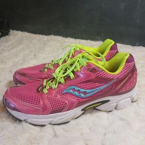 Saucony Womens Cohesion 5 Pink/Neon Engineered Mesh Running Sneaker Size 9